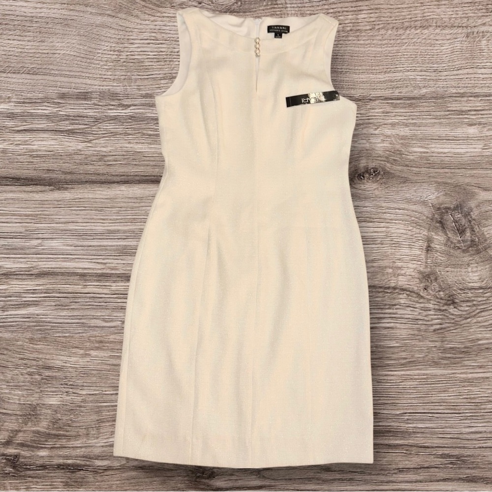 TAHARI ASL Women’s Metallic Sheath Sleeveless Ivory Dress ~ Size 6 ~ NWT - Picture 3 of 9